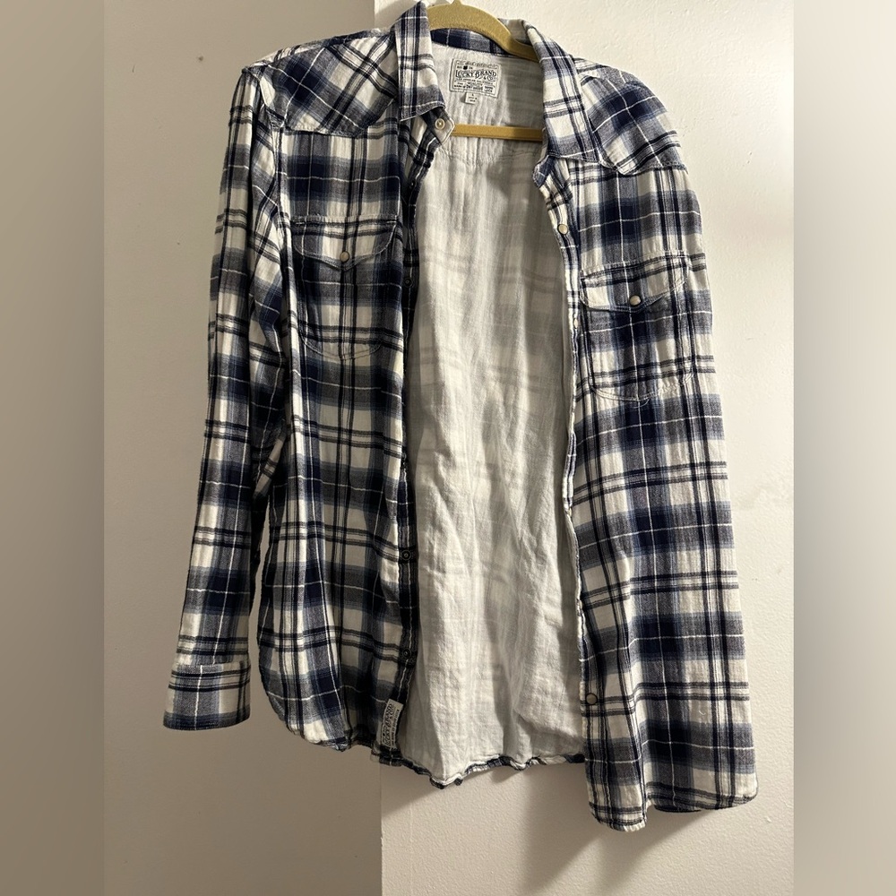 White/Gray/Blue Lucky Brand Flannel
